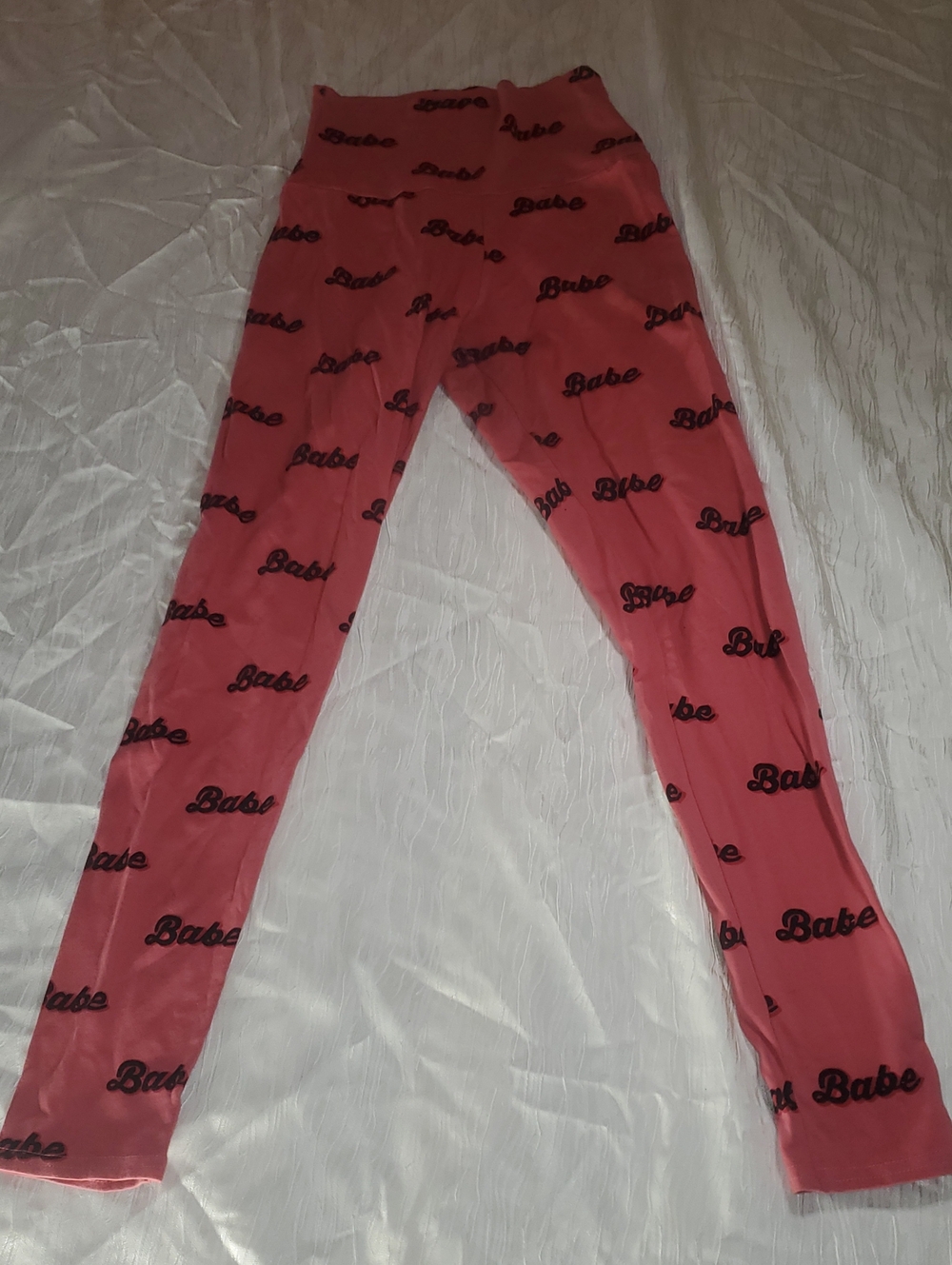 Women's Pink 'Babe' Print High-Waist Leggings